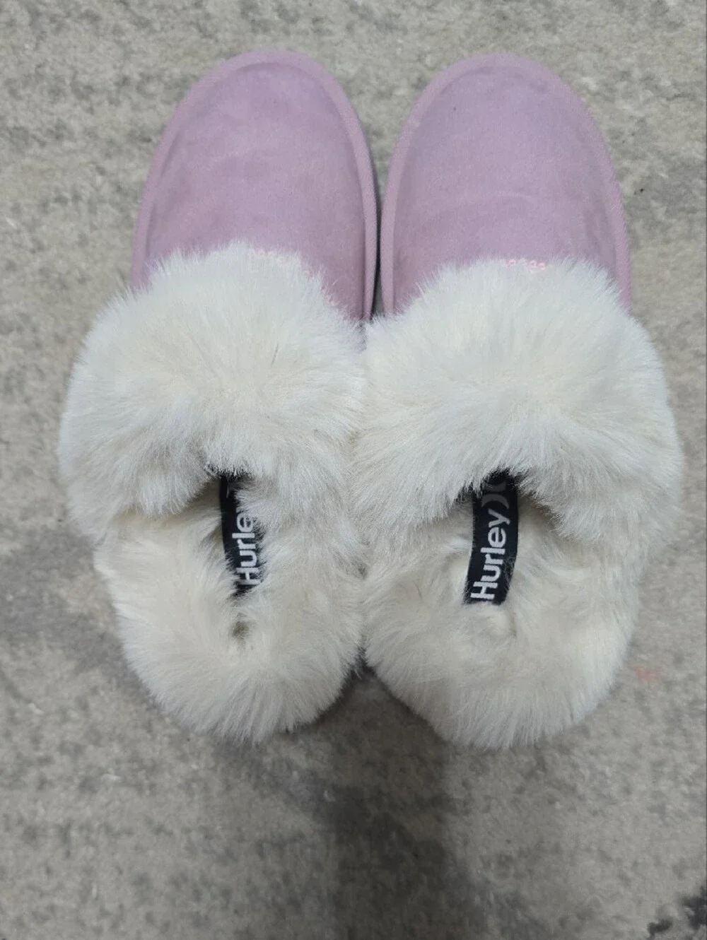 Hurley Pink Faux-Fur Lined Kids Slip-On Clog Rubber Soled Slippers Sz 1